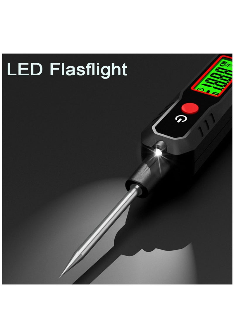Automotive Test Light DC 0.8V-100V Smart Digital Voltage Tester with LCD Backlight Display Car Truck Vehicle Circuits Low Voltage Tester Probe Digital Circuit Tester with Flashlight