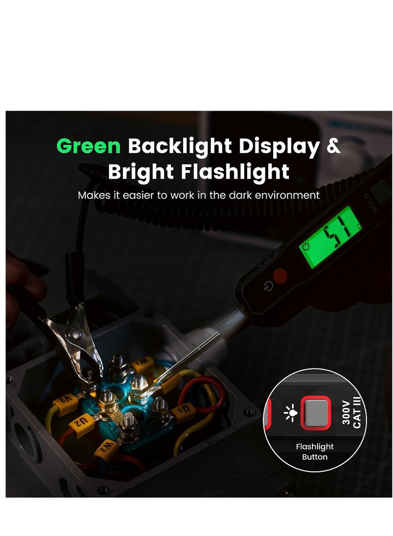 SYOSI Automotive Test Light DC 0.8V-100V Smart Digital Voltage Tester with LCD Backlight Display Car Truck Vehicle Circuits Low Voltage Tester Probe Digital Circuit Tester with Flashlight  - Image 4