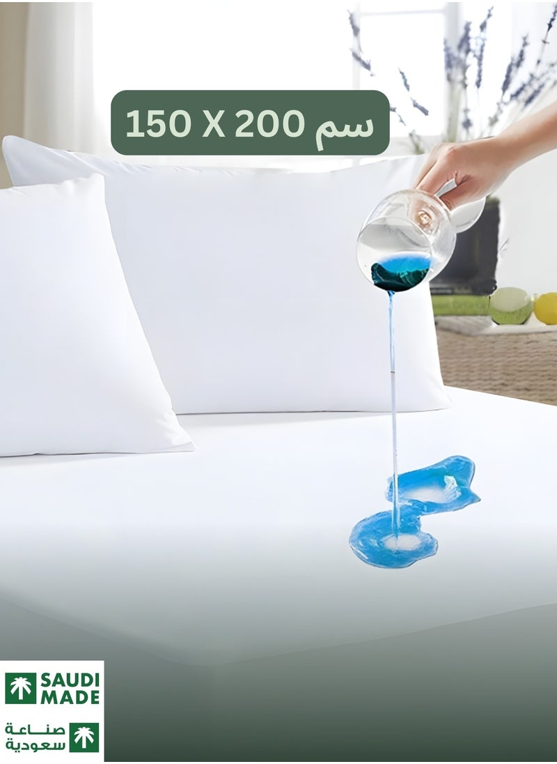 ف.ا.م.س - واقي مرتبة F.A.M.S Sleep مصنوع من القطن بنسبة 100% مقاوم للماء مصنوع في السعودية، غطاء مرتبة سرير مضاد للحساسية وفائق النعومة وجيد التهوية للحماية - Image 1