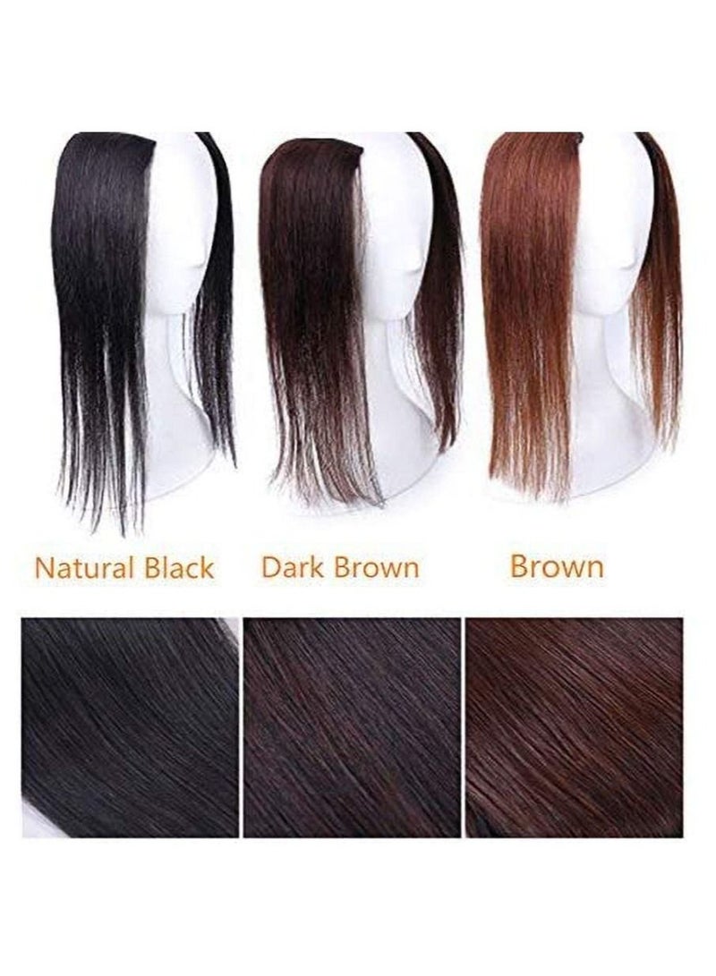 Estelle 2 Pieces Dark Brown Human Hair Clip in Hair Extensions 14inch,Straight Hairpiece about 25g/pc,total 50g - Image 4