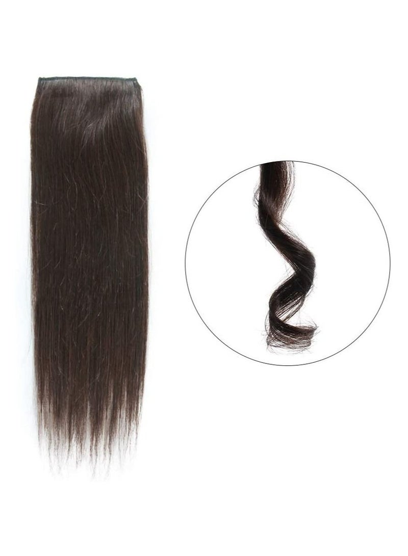 Estelle 2 Pieces Dark Brown Human Hair Clip in Hair Extensions 14inch,Straight Hairpiece about 25g/pc,total 50g - Image 3