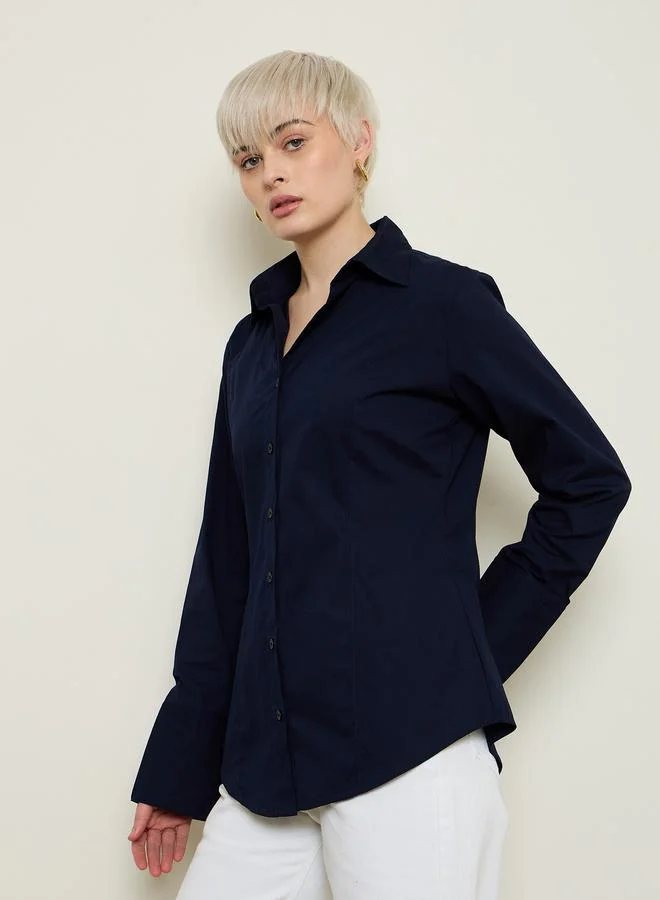 Sassafras Navy Blue Long Sleeve Regular Fit Shirt