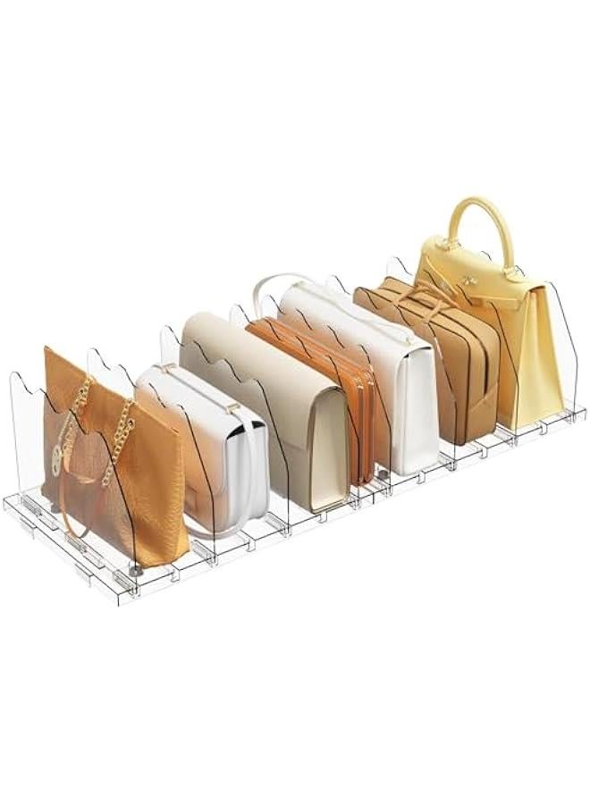 Arabest Adjustable Shelf Divider for Closet, Clear Purse Organizers for Closet Acrylic Handbag Separators Storage Organizer Bookshelf Separator Dividers in Bedroom, Office  - Image 1