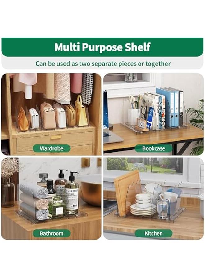 Arabest Adjustable Shelf Divider for Closet, Clear Purse Organizers for Closet Acrylic Handbag Separators Storage Organizer Bookshelf Separator Dividers in Bedroom, Office  - Image 3