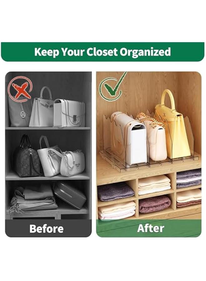 Arabest Adjustable Shelf Divider for Closet, Clear Purse Organizers for Closet Acrylic Handbag Separators Storage Organizer Bookshelf Separator Dividers in Bedroom, Office  - Image 5