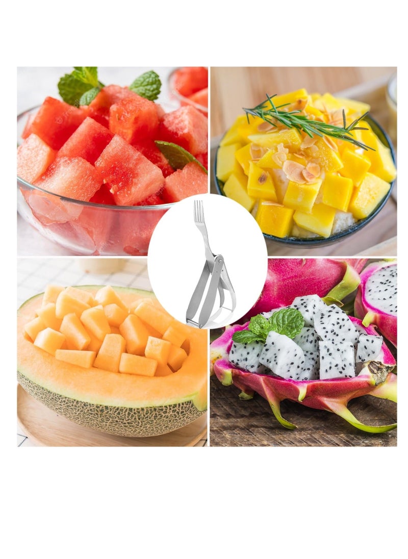 Generic - 2 in 1 Watermelon Fork Slicer Cutter, Dual Head Portable Artifact, Stainless Steel Fruit Watermelon Cutter, Suitable for Family Parties Kitchen Camping Artifact - Image 1