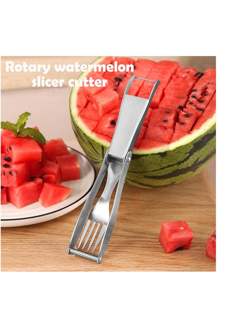 Generic - 2 in 1 Watermelon Fork Slicer Cutter, Dual Head Portable Artifact, Stainless Steel Fruit Watermelon Cutter, Suitable for Family Parties Kitchen Camping Artifact - Image 1