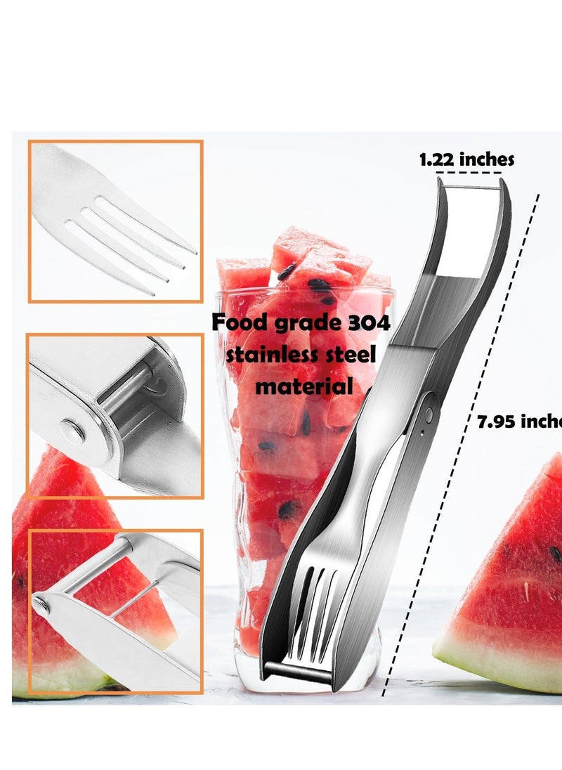 Generic - 2 in 1 Watermelon Fork Slicer Cutter, Dual Head Portable Artifact, Stainless Steel Fruit Watermelon Cutter, Suitable for Family Parties Kitchen Camping Artifact - Image 1