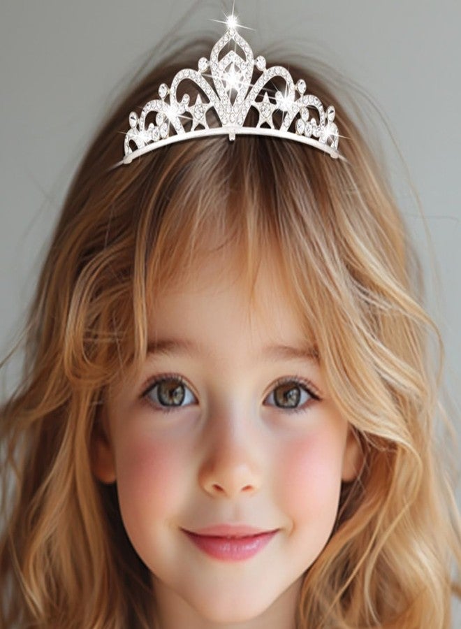 Kilshye Rhinestone Princess Tiara Silver Star Tiaras Headband Birthday Hair Accessories for Girls (Silver, Free Size) - Image 2