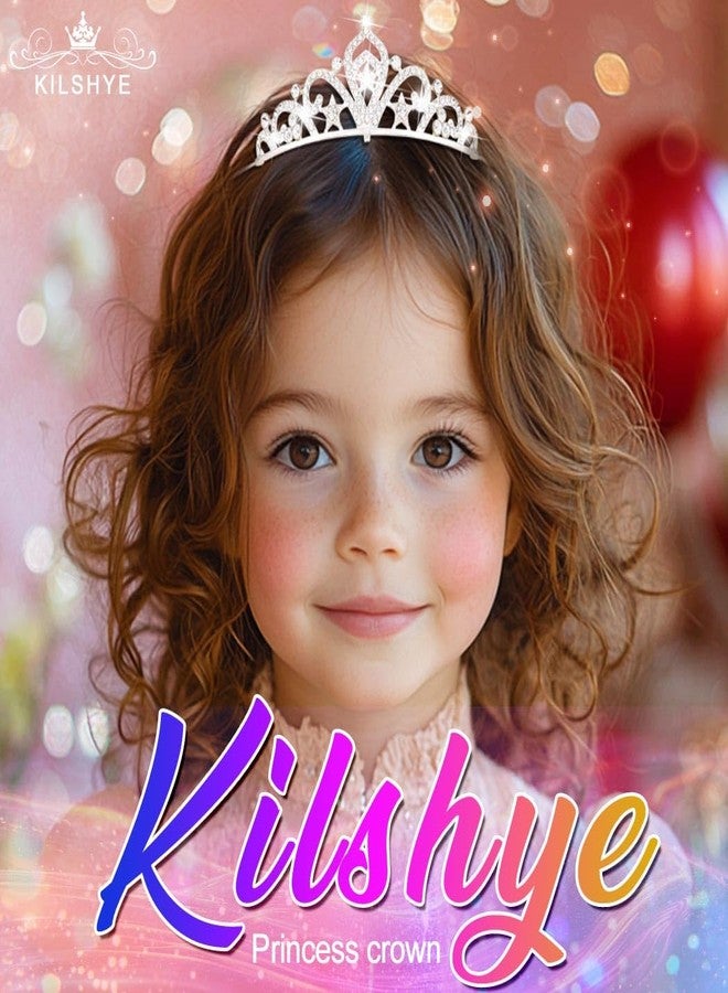 Kilshye Rhinestone Princess Tiara Silver Star Tiaras Headband Birthday Hair Accessories for Girls (Silver, Free Size) - Image 4