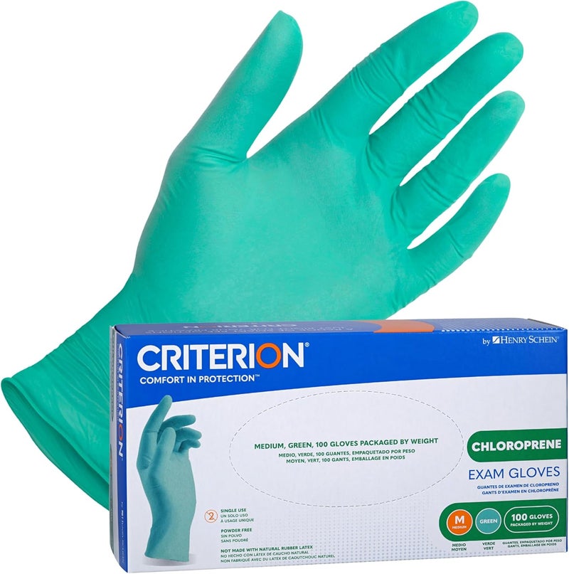 Henry Schein Criterion Chloroprene Exam Gloves - Non-Sterile, Chemical Resistant, Latex-Free, Ambidextrous, Textured Fingers - Image 1