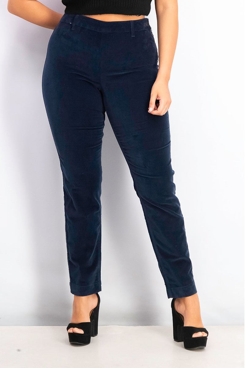 Violeta By Mango Women Slim Fit Pants, Navy - Image 1