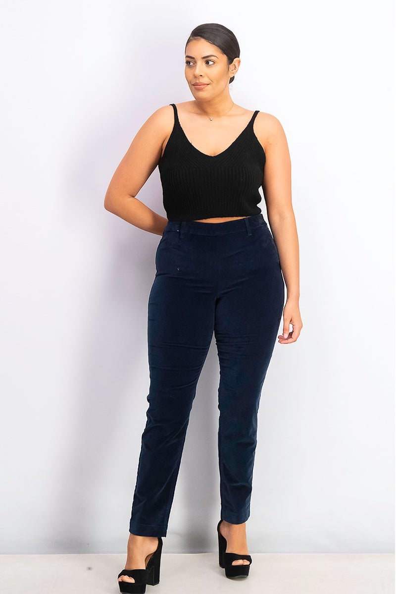 Violeta By Mango Women Slim Fit Pants, Navy - Image 3