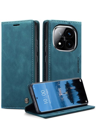 Cover Pelle Per Xiaomi Redmi Note 14 Pro/Pro Plus: Portafoglio Con Slot, Antiurto E Magnetica, Blu - 3