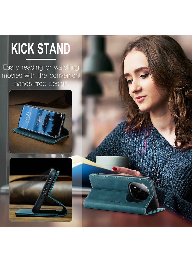 CaseMe For Xiaomi Redmi Note 14 Pro+ Cover, Magnetic Adsorption Full Body Shockproof Protective 14 Pro Plus Flip Cover, PU Leather Hidden Stand Wallet Case - Image 5