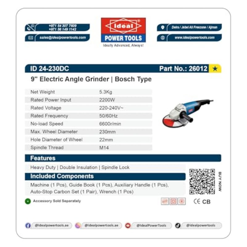 ماكينة طحن الزوايا الكهربائية ID 24-230DC G-240V - Image 5