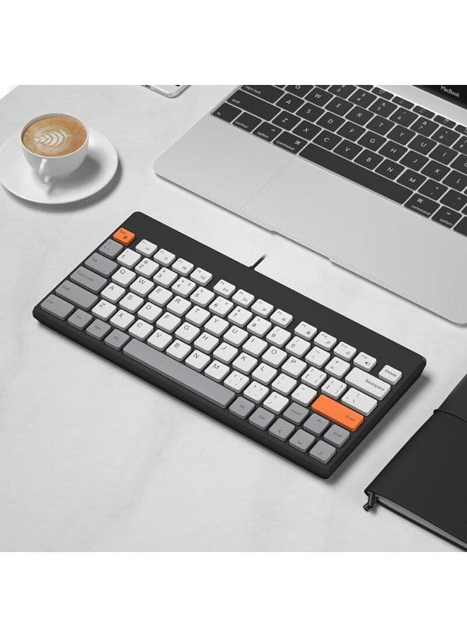 B.O.W لوحة مفاتيح هانغشي K620u سلكية، لوحة مفاتيح مكتبية، لوحة مفاتيح محمولة رفيعة للغاية، 79 مفتاح، لوحة مفاتيح صغيرة بلون الشوكولاتة للكمبيوتر المكتبي والمحمول، برتقالي-رمادي - Image 4