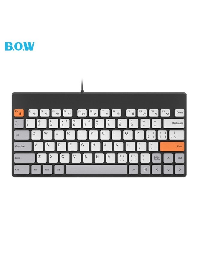 B.O.W لوحة مفاتيح هانغشي K620u سلكية، لوحة مفاتيح مكتبية، لوحة مفاتيح محمولة رفيعة للغاية، 79 مفتاح، لوحة مفاتيح صغيرة بلون الشوكولاتة للكمبيوتر المكتبي والمحمول، برتقالي-رمادي - Image 3