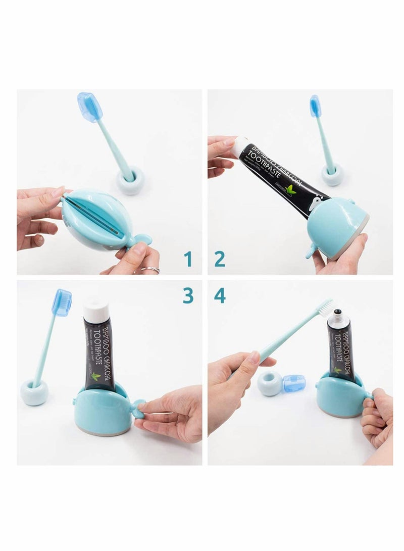 Y&D Toothpaste Squeezer Dispenser Set, 2pcs Rolling Tube Holder Stand with Ceramic Toothbrush Holder, Manual Rotate for Bathroom Dental Cream, Convenient Life, Keep Clean - Image 5