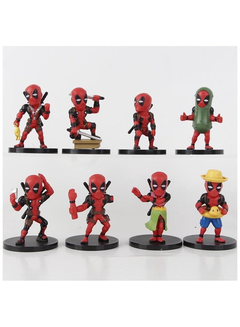 8 Deadpool Figures Car Models Children's toys Tabletop Movie Ornaments - Image 1