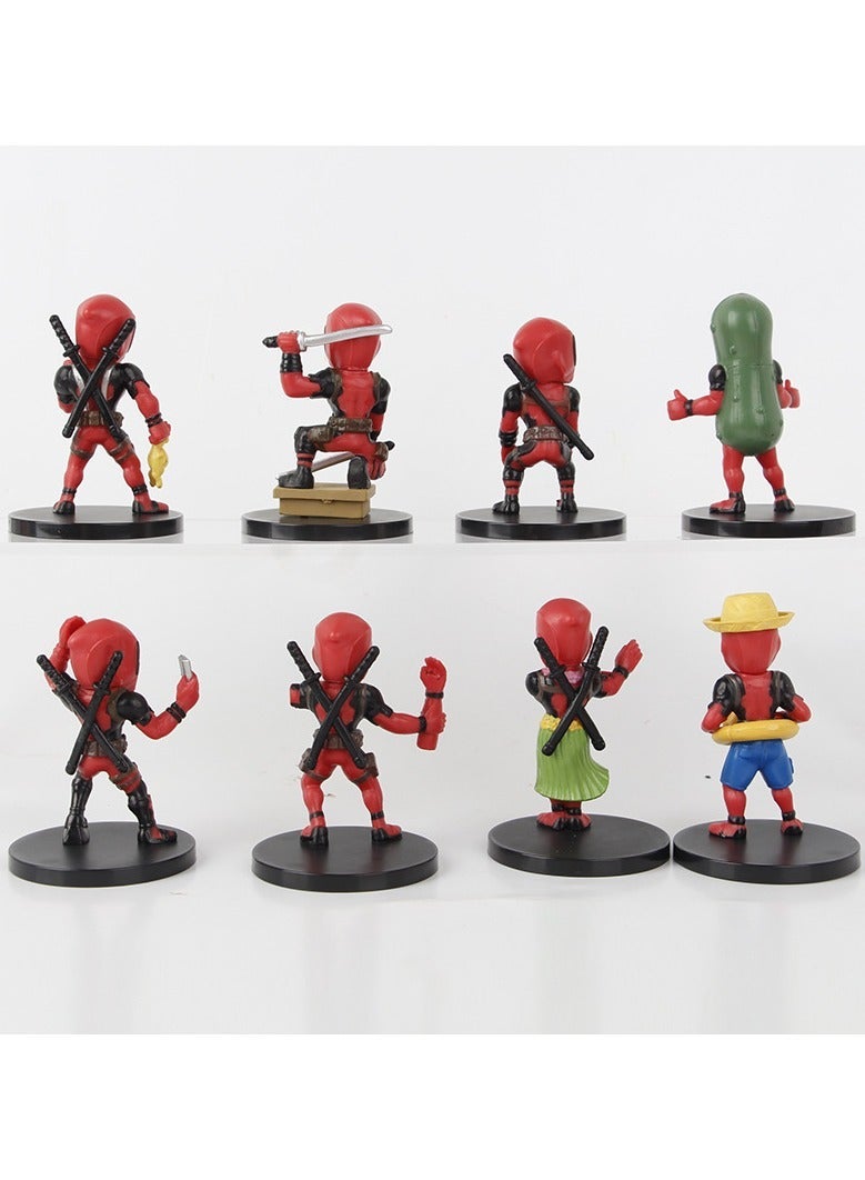 8 Deadpool Figures Car Models Children's toys Tabletop Movie Ornaments - Image 2