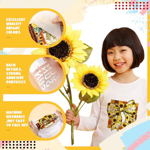 Tellingyou 36 Sheets Highland Cow Iron on Transfers Patches Sunflower Dtf Ready to Press Vinyl Iron on Patch Embroidered Applique for T Shirt Jacket Pillow Covers Backpack Hoodies DIY Spring Decors - Image 4