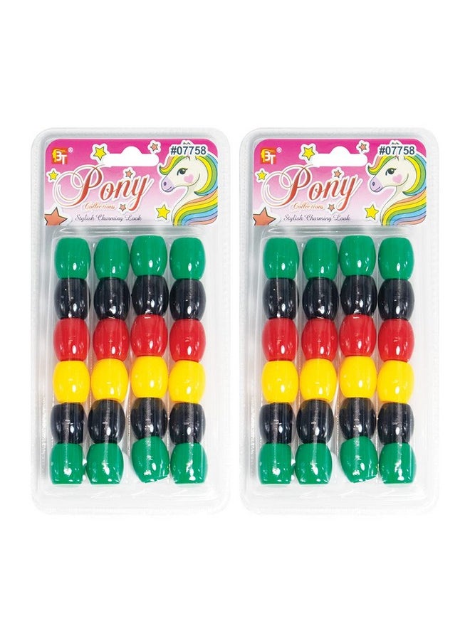Beauty Town - 48 Pcs Beads Jewelry Making Kit Diy Hair Braiding Bracelet Ornaments Crafts Jumbo Round Pony (Pan Africa Assorted) - Image 1