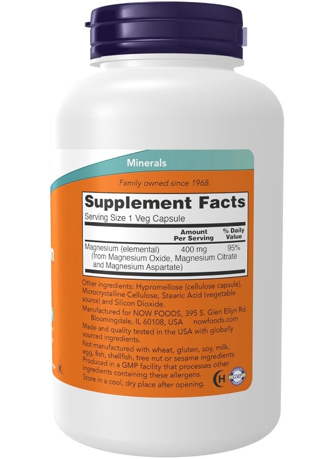 now - Now Foods Magnesium 400 Mg Caps 180's - Image 1