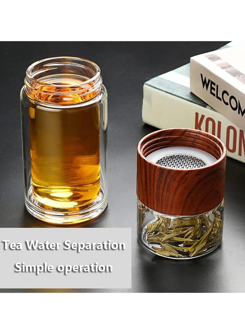 YelaJoy 350ML Glass Tea Infuser,Bottle Tea Flood Cup,Double Wall Portable Travel Tumbler Mug,Leakproof Tea Bottle with Strainer Carry,Tea water separating cup,Travel Mug-Black with CUP Sleeve  - Image 3