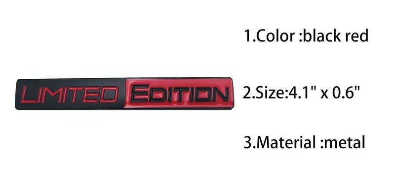 Generic DFBIQKLS 1pcs 3D Metal Limited Edition Emblem Car Logo Trunk Lid Badge Sport Turbo Decal Replacement for Universal Vehicle, Car, SUV, Truck (Black red)  - Image 2