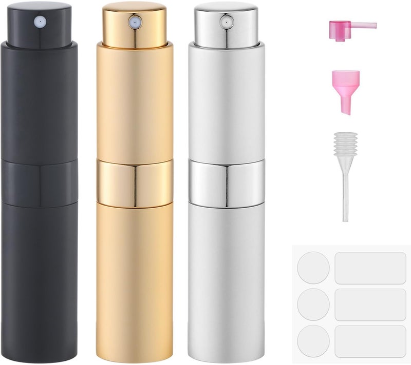 Fusupak Perfume Atomizer Travel Bottle Refillable: Cologne Sprayer Portable for Men - Mini Spray Empty for Refill - 8ml Small Size Gold - Image 1
