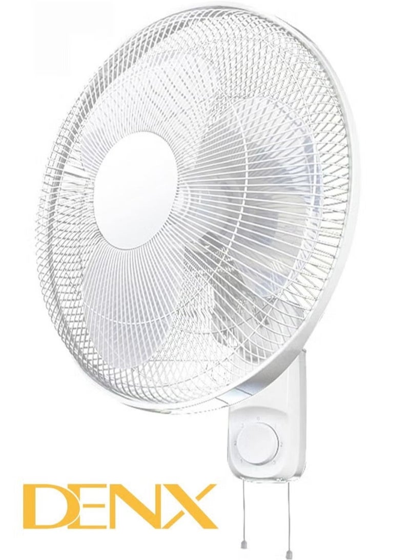 Denx 16 Inch Wall Fan High Performance Fan with 3 Speed ​​Controls, 5 Leaf Blades and 2 Pull Cord Adjustable Tilt Angle and Efficient Cooling - Image 4