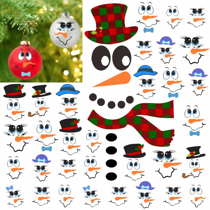 Snowman Face Stickers Snowman Decals Christmas Wall Decals Snowman Faces Decals Refrigerator Wall Stickers Window Cling Decal Lovely Snowman Face Art Wall Decor Christmas Decorations