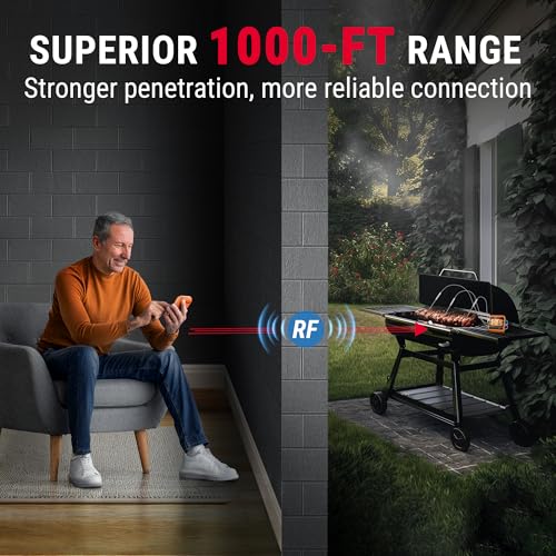 ThermoPro TP829 1000ft Wireless Meat Thermometer Digital for Grilling and Smoking, 4 Meat Probes Grill Thermometer for Outside Grill, BBQ Thermometer for Cooking Turkey Temperature Indicator - Image 3