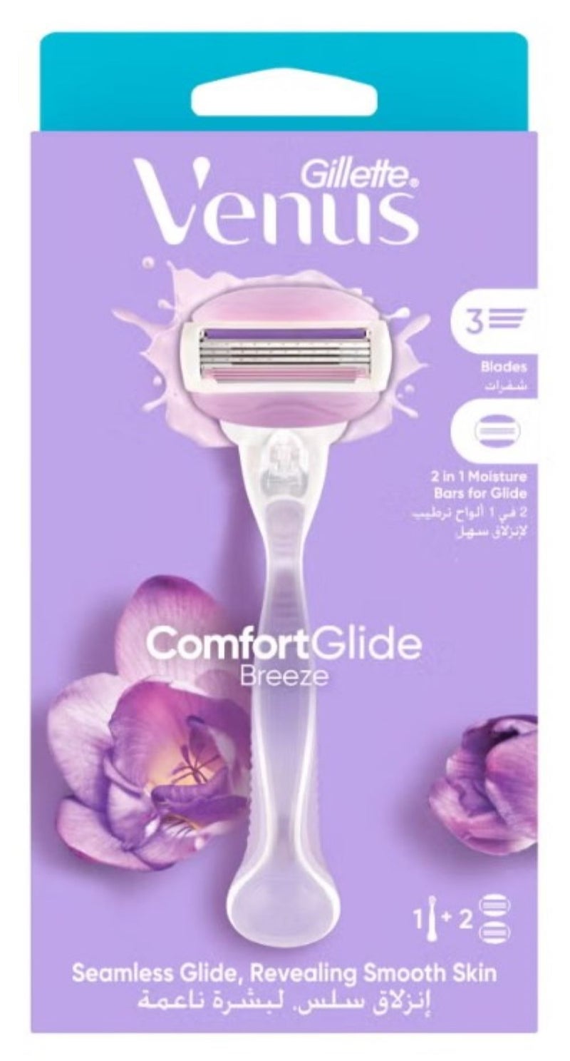 Gillette Venus ComfortGlide SPA Breeze Woman's Refillable Razor: 1 Handle +2 Blade Refill Breeze - Image 1