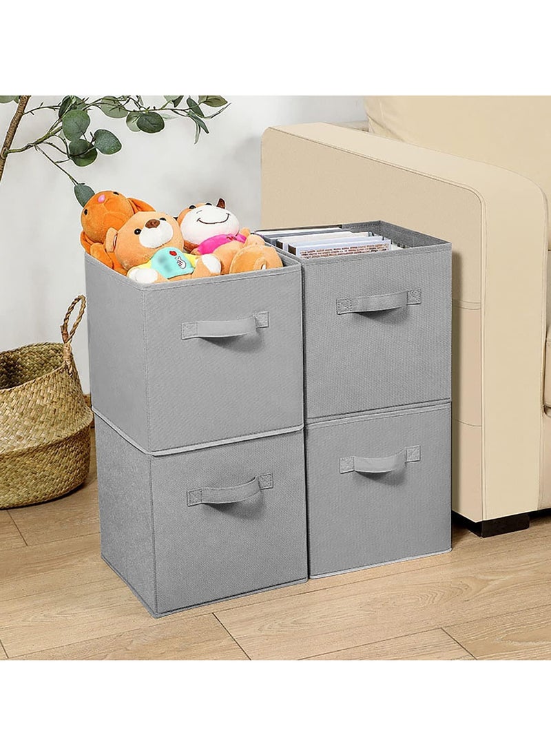 Collapsible Fabric Storage Cubes Organizer, Set of 6 Home Foldable Collapsible Storage Box, Fabric Cubby Organizer Baskets with Dual Handles, Cube Storage Bins for Shelf, Home and Office