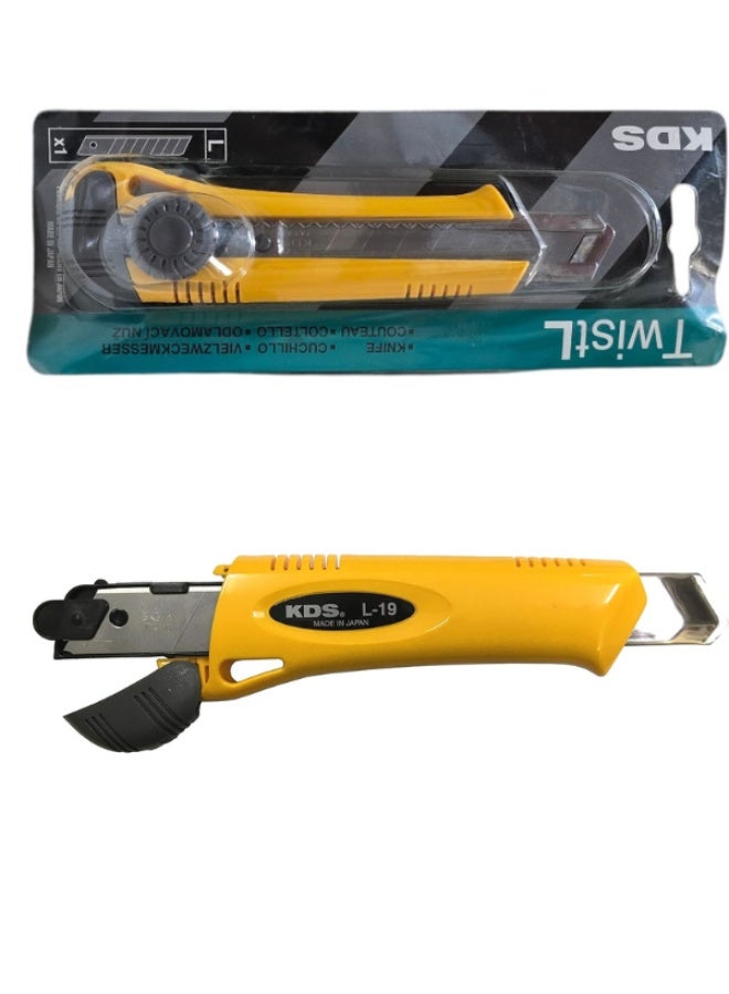 KDS L-19YE Twist-Lock Utility Knife 18mm ABS Handle Made in Japan - Image 3