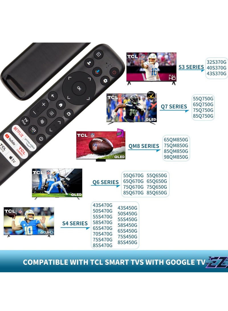 ELTRAZONE Replacement Voice Remote Control for TCL Android Smart TVs, RC813 with Google Voice Function with battery - Image 2