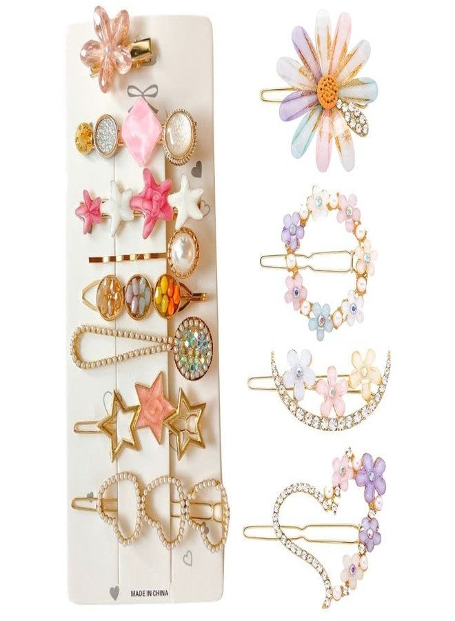 CHANDERKASH Korean Fashion Style Pearl Rhinestone Metal Hair Clips Hair Pin Stylish Hair Accessories/Pearl Metal Hair clips, Plastic Pearl Barrettes Hairpin (Pack of 12-MultiDesign) - Image 1