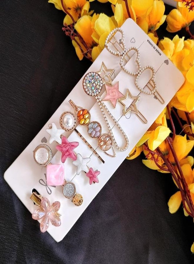 CHANDERKASH Korean Fashion Style Pearl Rhinestone Metal Hair Clips Hair Pin Stylish Hair Accessories/Pearl Metal Hair clips, Plastic Pearl Barrettes Hairpin (Pack of 12-MultiDesign) - Image 5