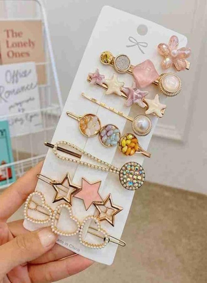 CHANDERKASH Korean Fashion Style Pearl Rhinestone Metal Hair Clips Hair Pin Stylish Hair Accessories/Pearl Metal Hair clips, Plastic Pearl Barrettes Hairpin (Pack of 12-MultiDesign) - Image 4