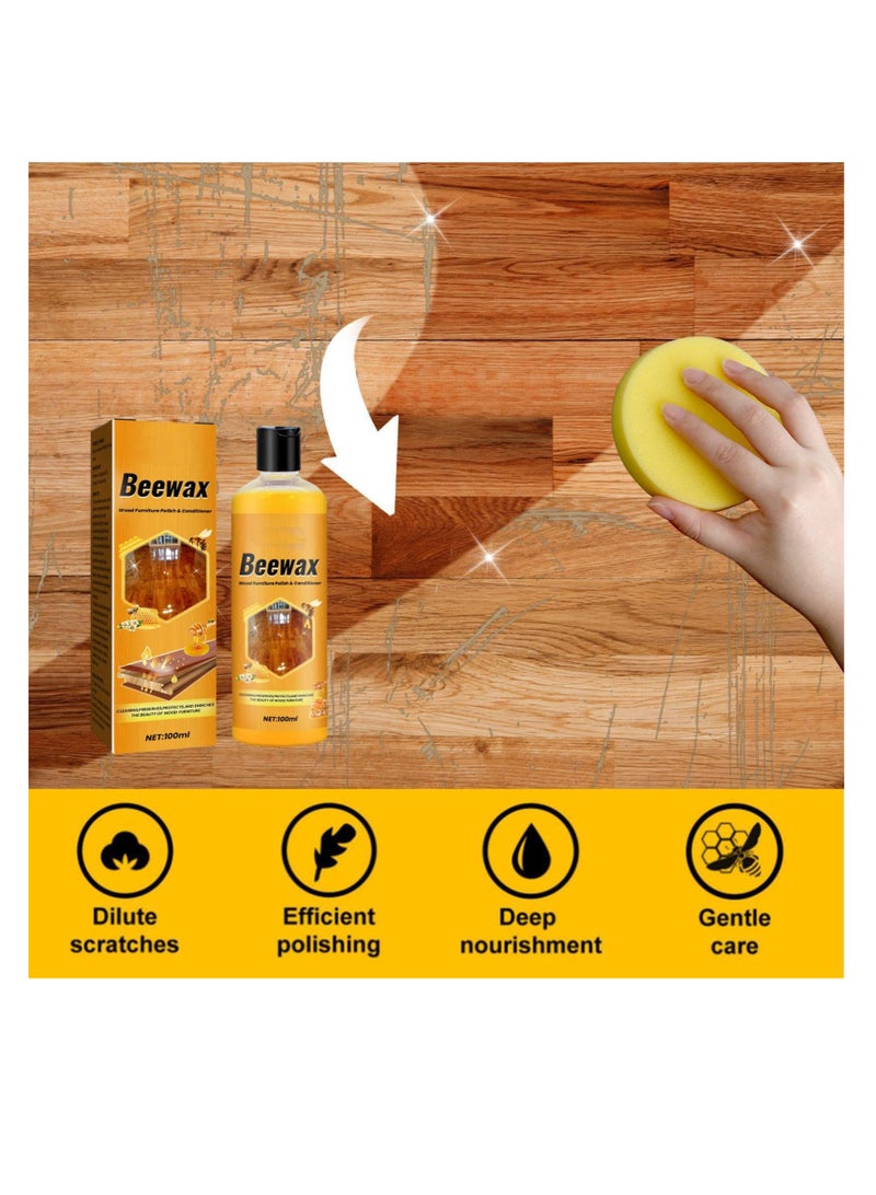 SYOSI Bee Wax Polish Agent,100ml Natural Wood Polish for Furniture - Multifunctional Wood Polish, Shine and Protect Wood Cleaner for Multisurface, Remove Fingerprints, Tables For Any Wood Surface - Image 3