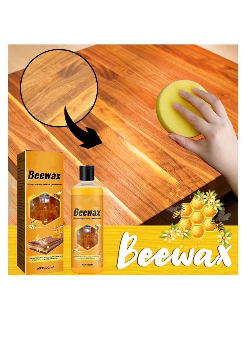 SYOSI Bee Wax Polish Agent,100ml Natural Wood Polish for Furniture - Multifunctional Wood Polish, Shine and Protect Wood Cleaner for Multisurface, Remove Fingerprints, Tables For Any Wood Surface - Image 4