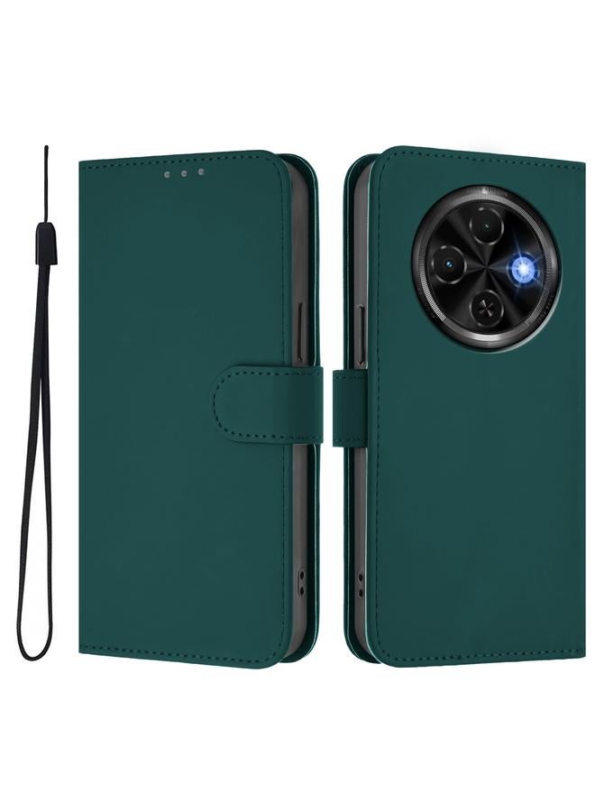 erorex Case For Tecno Spark 30C Skin Feel Solid Color Leather Phone Case with Lanyard - Image 2