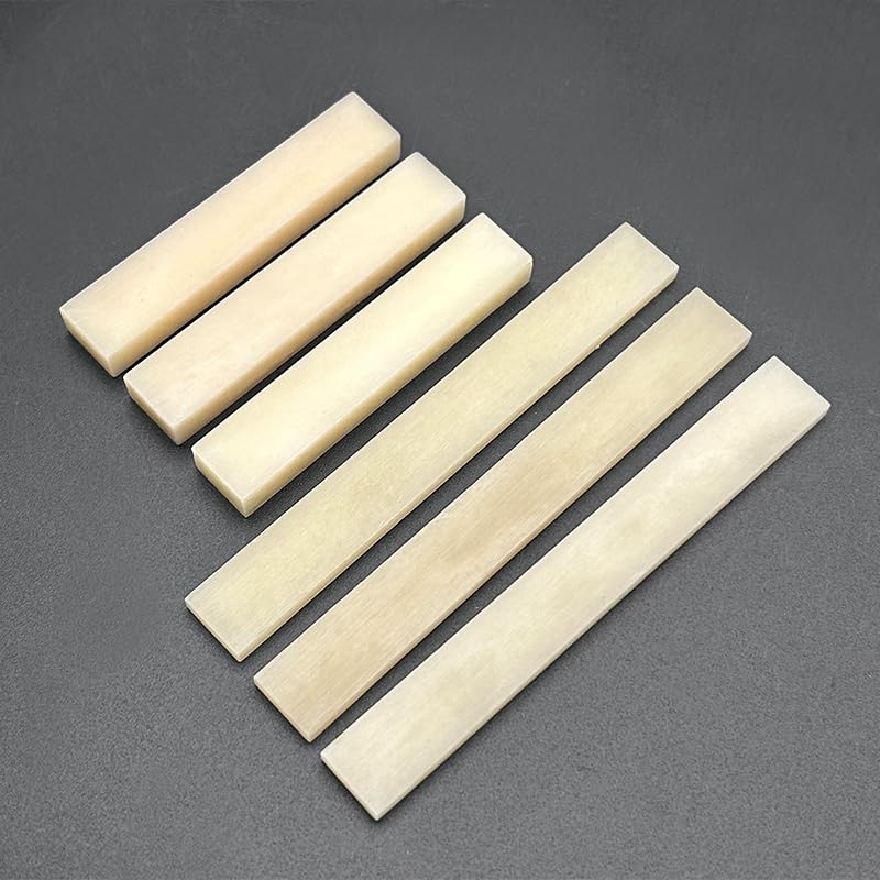 SAPHUE 6Pcs Unbleached Bone Guitar Nuts Blank For Electric Bass Acoustic Classical Guitar Mandolin Banjo Ukulele Nut Blank (3 set Nut And Saddle) - Image 1