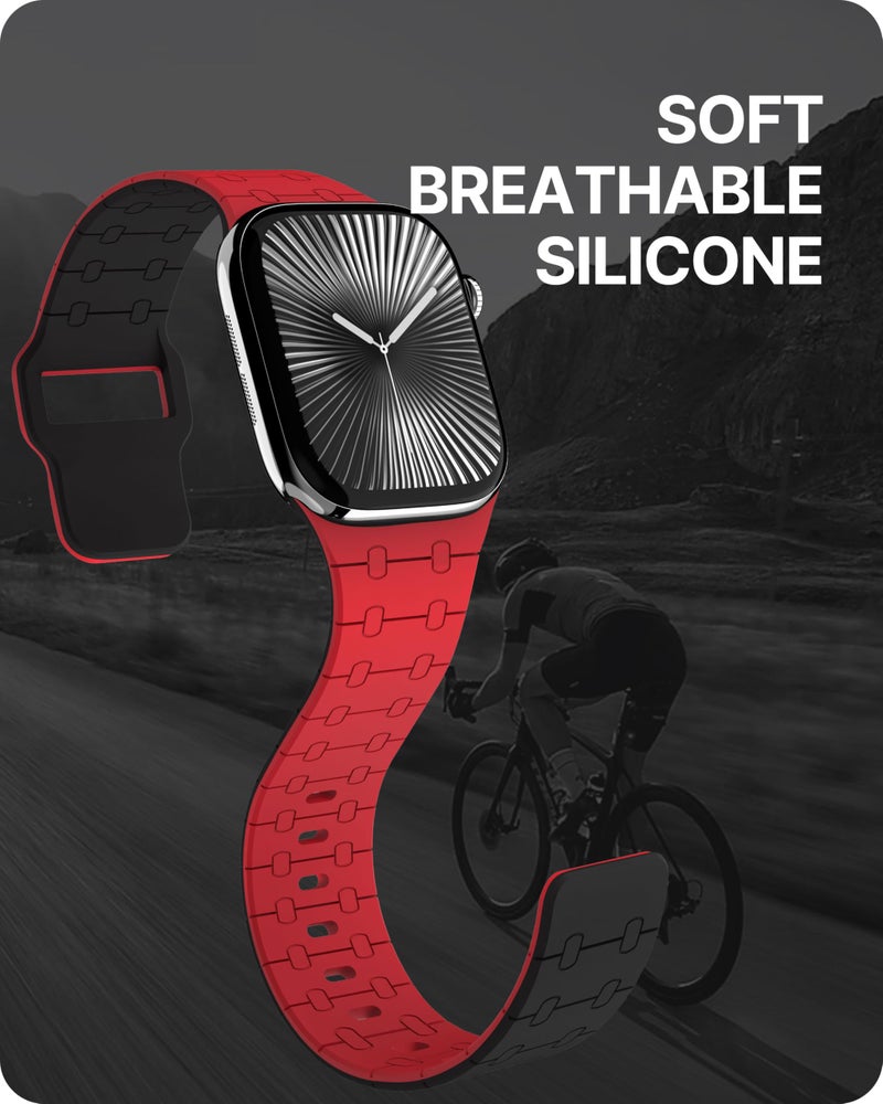 Fullmosa Sport Silicone Band Compatible with Apple Watch Strap 49mm 46mm 45mm 44mm 42mm(Series 3 2 1) [No Watch],Soft Band for iWatch Ultra 3/2/1 SE3 SE2 SE Series 11 10 9 8 7 6 5 4 3 2 1,Black Red - Image 4