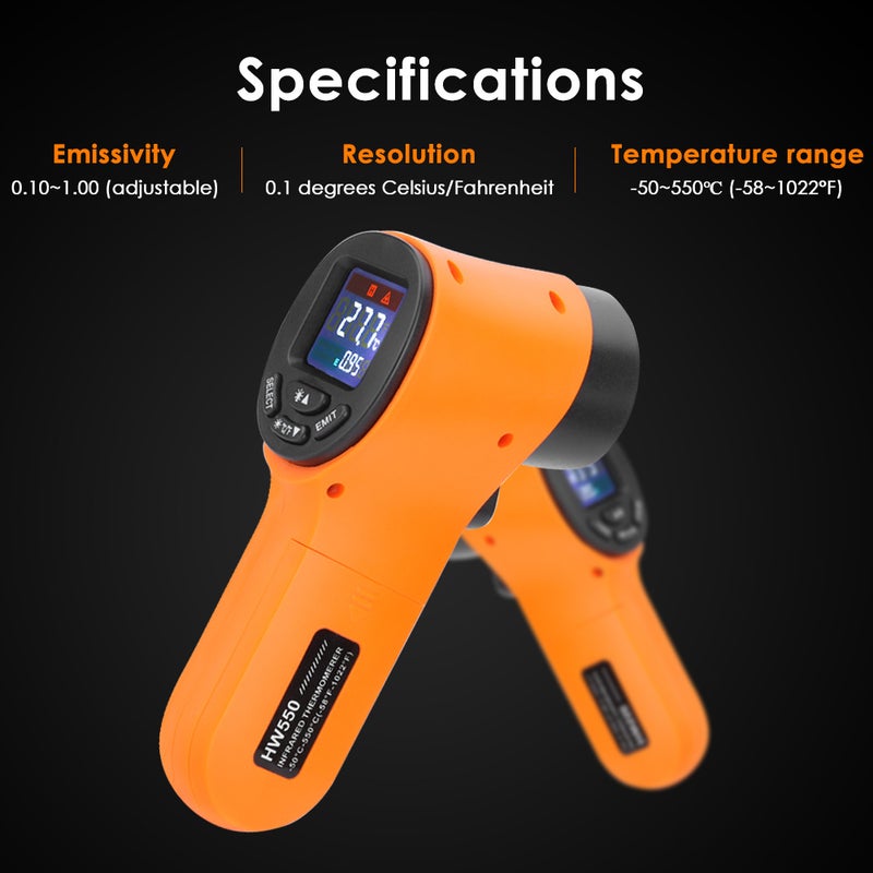 Handheld -50~550℃ Infrared Thermometer 12:1 Targrt Positioning Non-contact Temperature Meter Color LCD Screen Digital Thermometer - Image 4