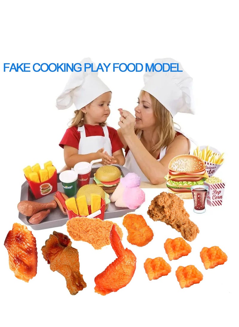 KASTWAVE Kids Kitchen Play Food Set,Fake Fried Chicken Legs,Simulated Chicken Wings,Children Kitchen Toy Decoration,Restaurant Window Display Props,Fake Fried Chicken Food Model Set - Image 2