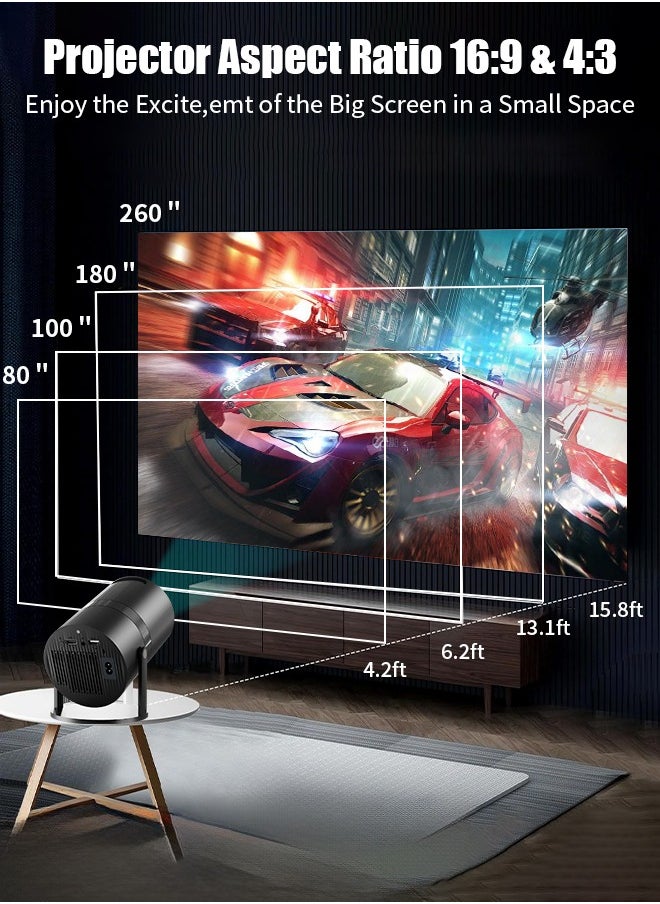 ديقيساند - جهاز عرض، جهاز عرض سقف يعمل بنظام Android TV بقوة 16000 لومن، جهاز عرض منزلي بتقنية تصحيح الانحراف التلقائي بتقنية WiFi6، يدعم دقة 1080 بكسل و4K، ومكبر صوت هاي فاي مدمج - Image 1