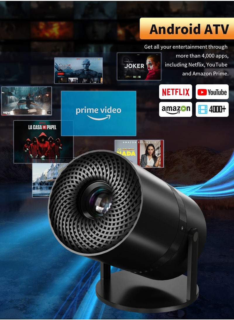 ديقيساند - جهاز عرض، جهاز عرض سقف يعمل بنظام Android TV بقوة 16000 لومن، جهاز عرض منزلي بتقنية تصحيح الانحراف التلقائي بتقنية WiFi6، يدعم دقة 1080 بكسل و4K، ومكبر صوت هاي فاي مدمج - Image 1